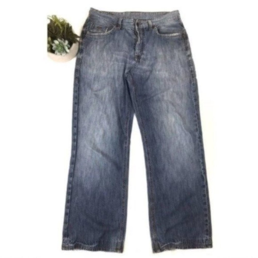 Ted Baker Boot Cut Jeans Size 33x30 Lightweight Distressed Button Fly